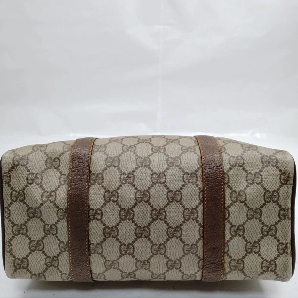 Gucci Brown and Beige GG Canvas Satchel with Green-Red Accent
